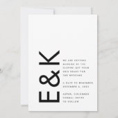 ウルトラモダンブラック&ホワイト非フォトモノグラム セーブザデート (裏面)