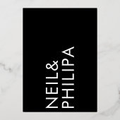 ウルトラモダンモノグラ結婚ムの金ゴールドエンクロージャ 箔招待状 (裏面)