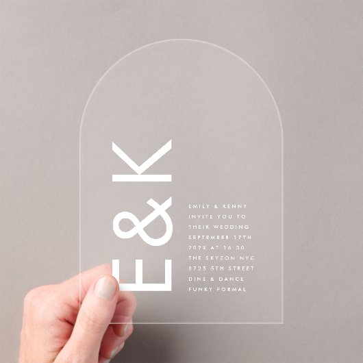 ウルトラモダンモノグラ結婚ム弓 アクリル招待状 (インサイチュ (ポータブル))