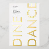 ウルトラモダンモノグ結婚ラムの金ゴールドDINE DANCE 箔招待状 (正面)