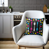 ウルトラモダンーポップ・アートのアートフォークと水玉模様 クッション