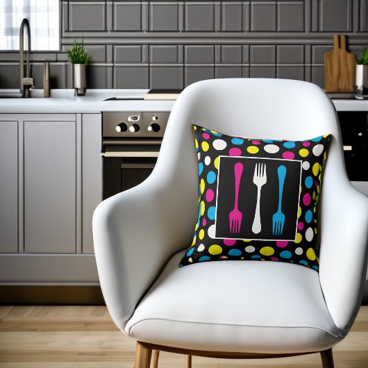 ウルトラモダンーポップ・アートのアートフォークと水玉模様 クッション