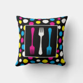 ウルトラモダンーポップ・アートのアートフォークと水玉模様 クッション (裏面)