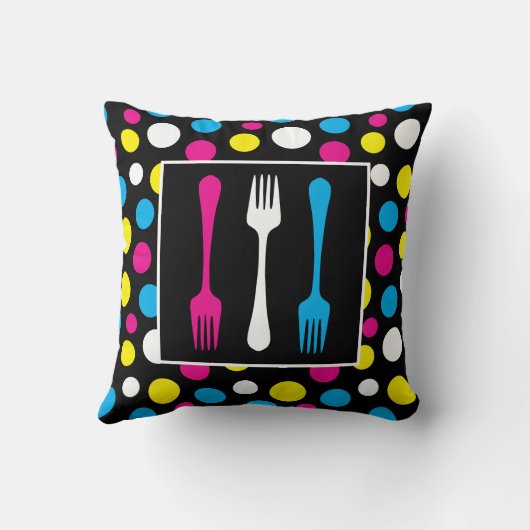 ウルトラモダンーポップ・アートのアートフォークと水玉模様 クッション (裏面)