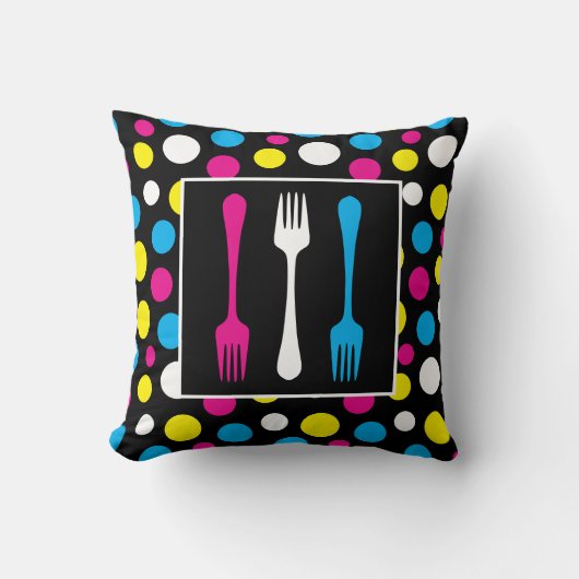 ウルトラモダンーポップ・アートのアートフォークと水玉模様 クッション (正面)