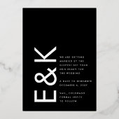 ウルトラモダン金ゴールドフォトモノグラ救ムの日付 箔招待状 (裏面)