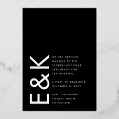 ウルトラモダン金ゴールド写真無はっきりした日救付日 箔招待状 (裏面)