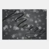 ウルトラモダン |グレイブラック・メリークリスマス・ホリデー ラッピングペーパーシート (正面)