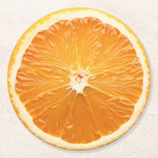 ウルトラ現実主義オレンジスライス飲料用コースター ラウンドペーパーコースター (正面)