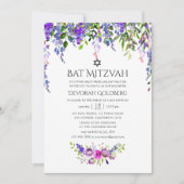 ウルトラ結婚イオレット水彩画フローラバルミツワー 招待状 (正面)