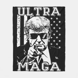 ウルトラMAGAおもしろいアンチバイデン氏米国国旗のプロトランプ傾向 フリースブランケット