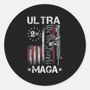 ウルトラMAGAガンAR-引用文愛国的アメリカ国旗 ラウンドシール