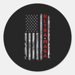 ウルトラMAGAヴィンテージアメリカ国旗ウルトラMAGA ラウンドシール