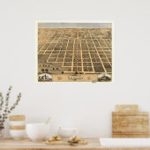 ウルバナイリノイ1869アンティークパノラママップ ポスター (キッチン)