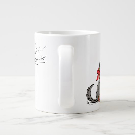 ウルフおもしろいクリスマスハッピーハウリデイズホリデー ジャンボコーヒーマグカップ (裏面)