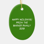 ウルフおもしろいクリスマスハッピーハウリデイズホリデー セラミックオーナメント (裏面)