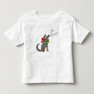 ウルフおもしろいクリスマスハッピーハウリデイズホリデー トドラーTシャツ