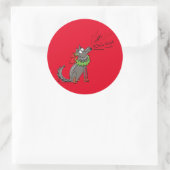 ウルフおもしろいクリスマスハッピーハウリデイズホリデー ラウンドシール (バッグ)