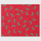 ウルフおもしろいクリスマスハッピーハウリデイズホリデー ラッピングペーパー (フラット)