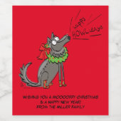 ウルフおもしろいクリスマスハッピーハウリデイズホリデー ワインラベル (シングルラベル)