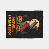 ウルフおもしろいハロウィーンの衣装 – 吠える私はブーを意味する フリースブランケット (正面(横))