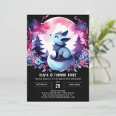 ウルフお洒落モダン誕生日 招待状 (スタンド正面)