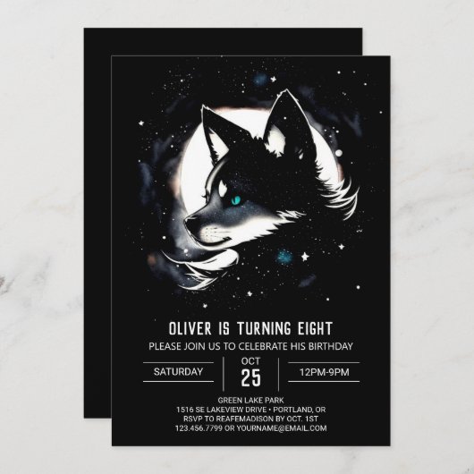ウルフお洒落誕生日 招待状 (正面/裏面)