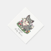 ウルフかわいらしカラフルの赤ちゃんシャワー スタンダードカクテルナプキン (角)