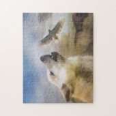 ウルフとホークの先住民アメリインスパイアカのジグソーパズ ジグソーパズル (縦)