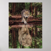 ウルフとポンプ水の反射、抽象芸術動機 ポスター (正面)