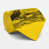 ウルフとレイベン – ブラックとイエローのデザイン ネクタイ (ロール)