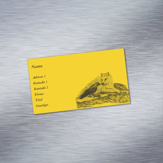 ウルフとレイベン – ブラックとイエローのデザイン マグネット名刺 (インサイチュ)