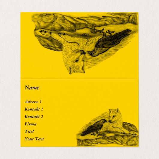 ウルフとレイベン – ブラックとイエローのデザイン 名刺 (外部フラット)