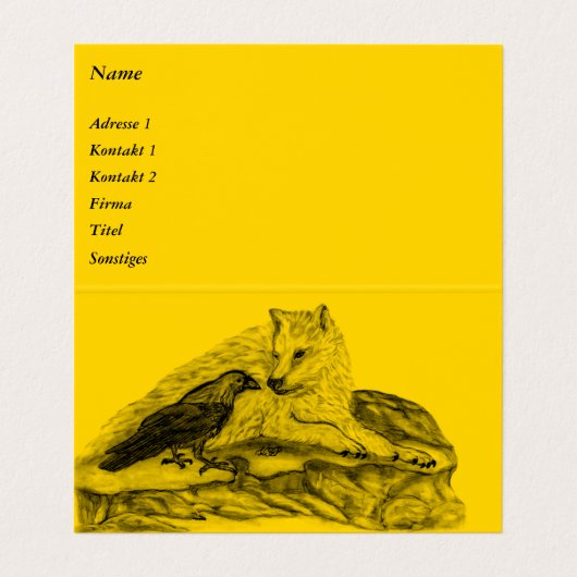 ウルフとレイベン – ブラックとイエローのデザイン 名刺 (内部フラット)