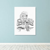 ウルフとレイベン – 白黒デザイン キャンバスプリント (インサイチュ (ウッドフロア))