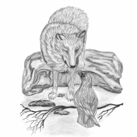 ウルフとレイベン – 白黒デザイン シール (正面)