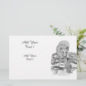 ウルフとレイベン – 白黒デザイン 便箋 (スタンド正面)