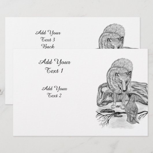 ウルフとレイベン – 白黒デザイン 便箋 (正面/裏面)