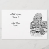 ウルフとレイベン – 白黒デザイン 便箋 (正面)