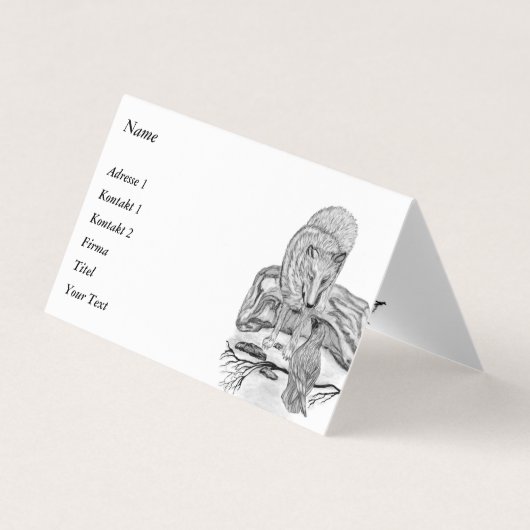 ウルフとレイベン – 白黒デザイン 名刺 (正面)