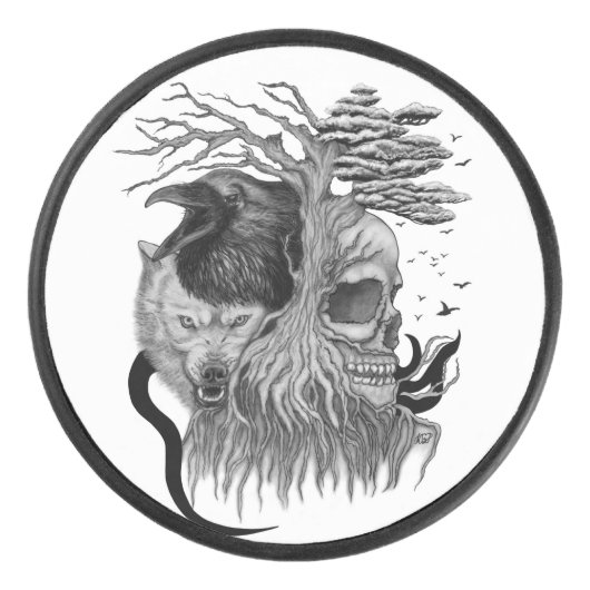 ウルフとレイヴンのスカル アイスホッケーパック (正面)