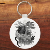 ウルフとレイヴンのスカル キーホルダー (正面)