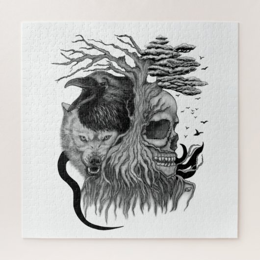 ウルフとレイヴンのスカル ジグソーパズル (縦)