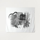 ウルフとレイヴンのスカル タペストリー (正面(横))