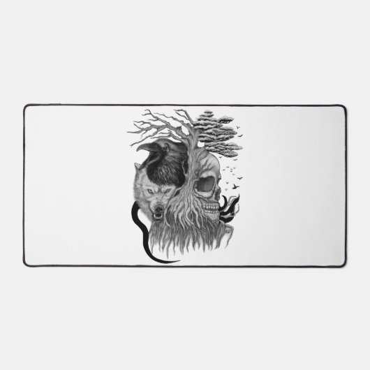 ウルフとレイヴンのスカル デスクマット (正面)