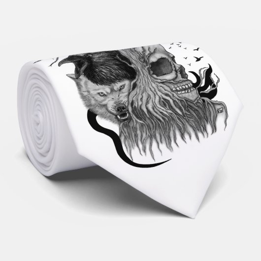 ウルフとレイヴンのスカル ネクタイ (ロール)