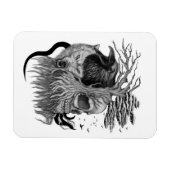 ウルフとレイヴンのスカル マグネット (横)