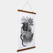 ウルフとレイヴンのスカル 吊り下げ型タペストリー (傾斜あり)