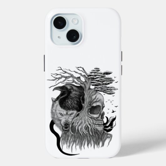 ウルフとレイヴンのスカル Case-Mate iPhoneケース (裏面)