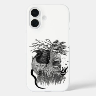 ウルフとレイヴンのスカル iPhone 16ケース